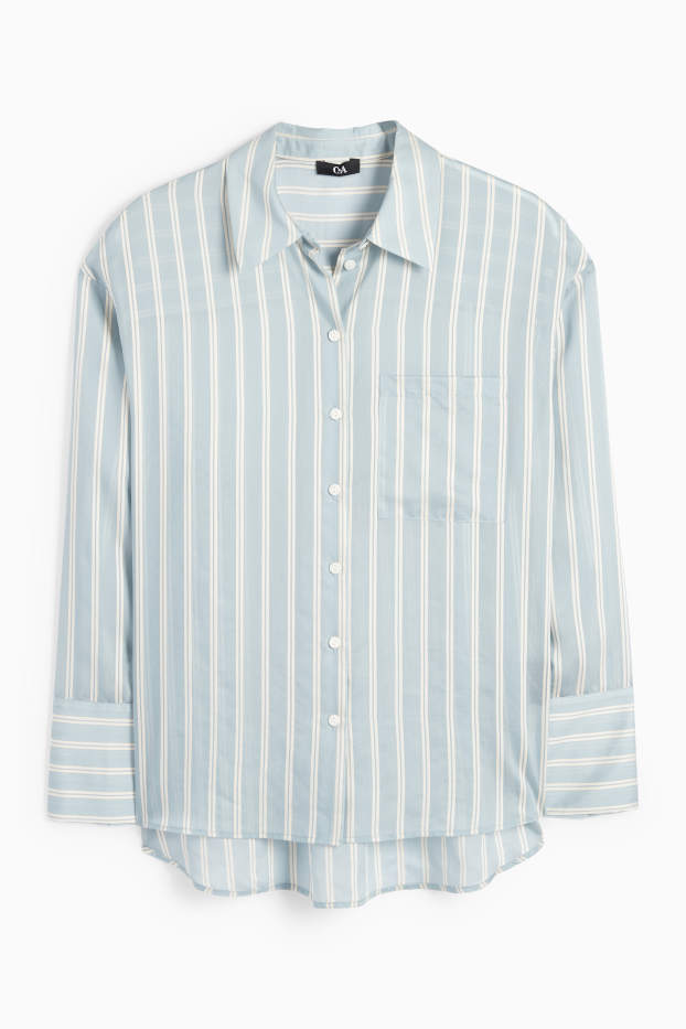 Damen - Bluse - gestreift - hellblau