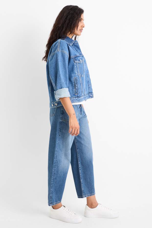 Women - Barrel jeans - high waist - denim-light blue