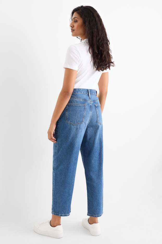 Women - Barrel jeans - high waist - denim-light blue
