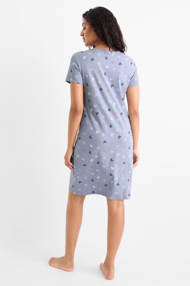 Femmes - Chemise de nuit - à motif - bleu