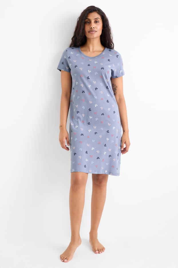 Dames - Nachthemd - met patroon - blauw