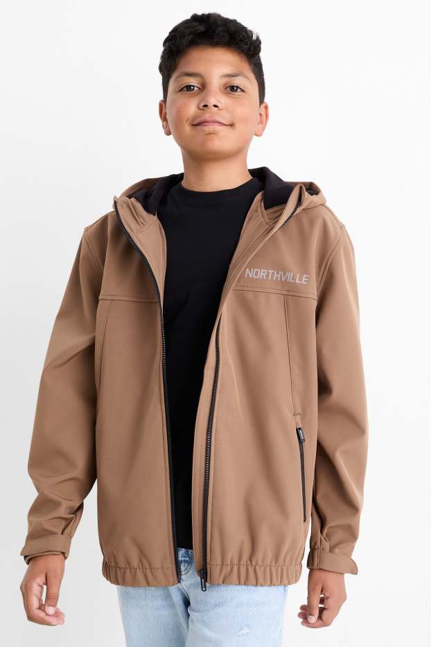 Copii - Băieți - Geacă softshell cu glugă - impermeabilă - maro