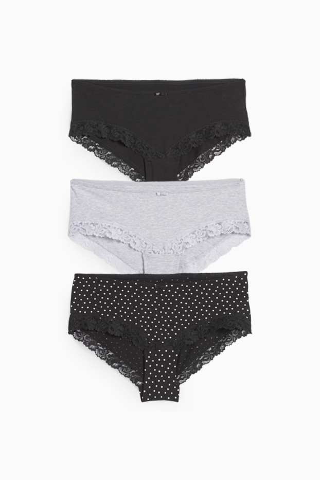Damen - Multipack 3er - Hipster - grau / schwarz