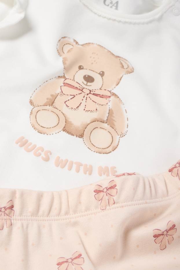 Neonate - Motivo orsetto - pigiama neonate - 2 pezzi - crema