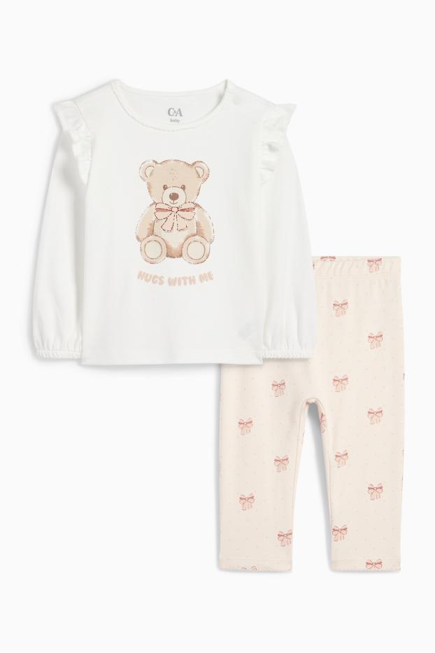 Neonate - Motivo orsetto - pigiama neonate - 2 pezzi - crema