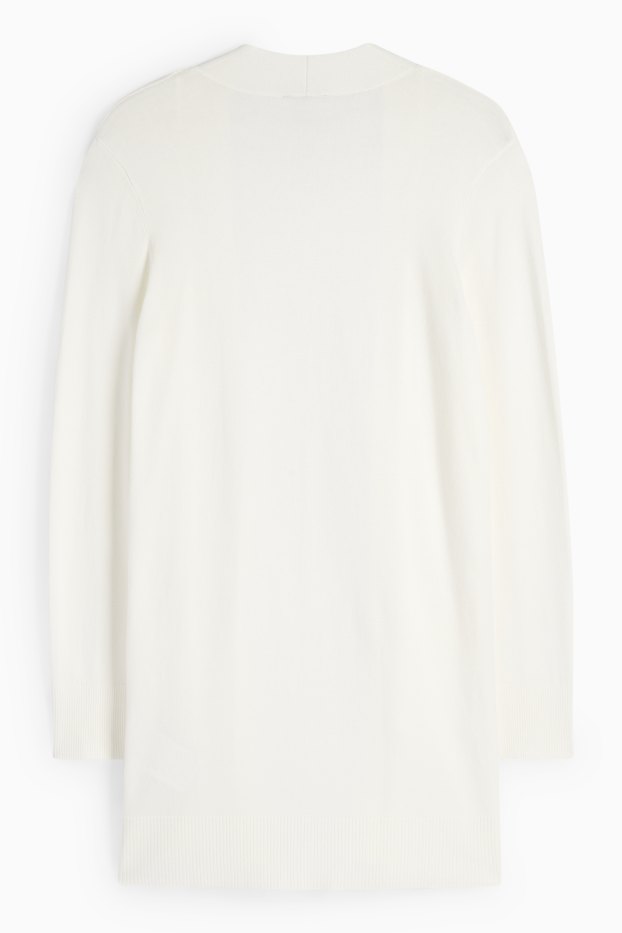 Damen - Lange Strickjacke - weiß