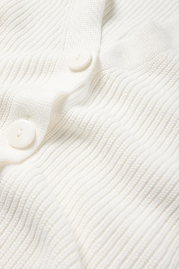 Women - Cardigan - ribbed - white