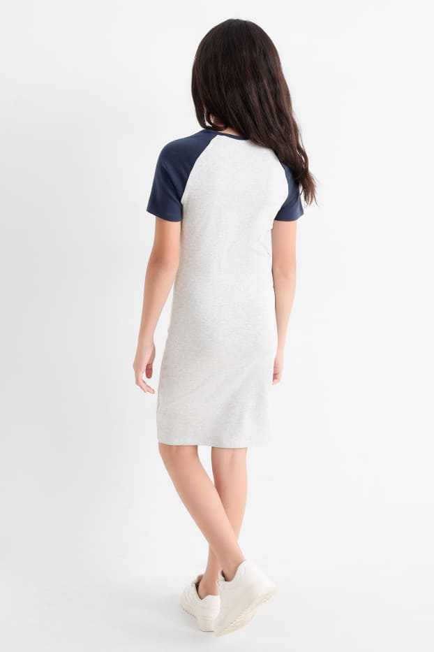 Kinderen: meisjes - T-shirtjurk - licht grijs-mix