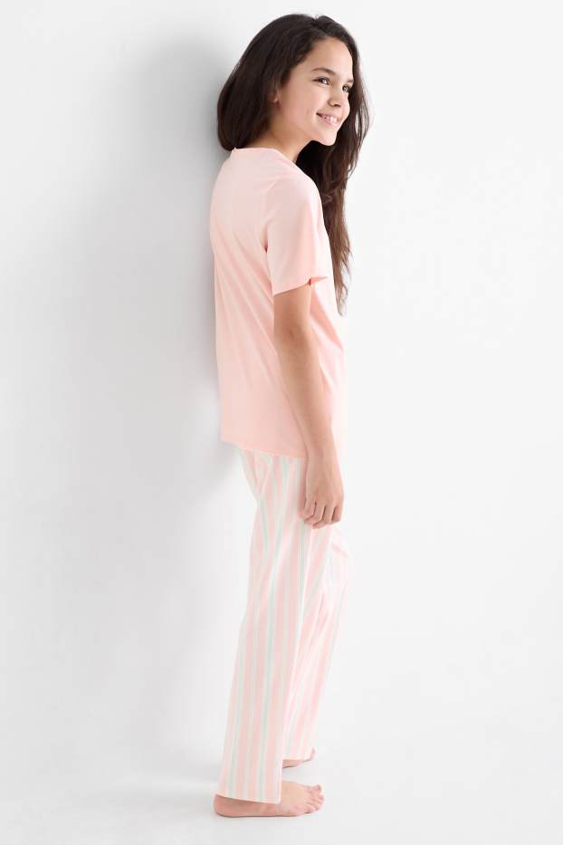 Kinderen: meisjes - Set van 3 - puppy en popcorn - pyjama - 6-delig - roze
