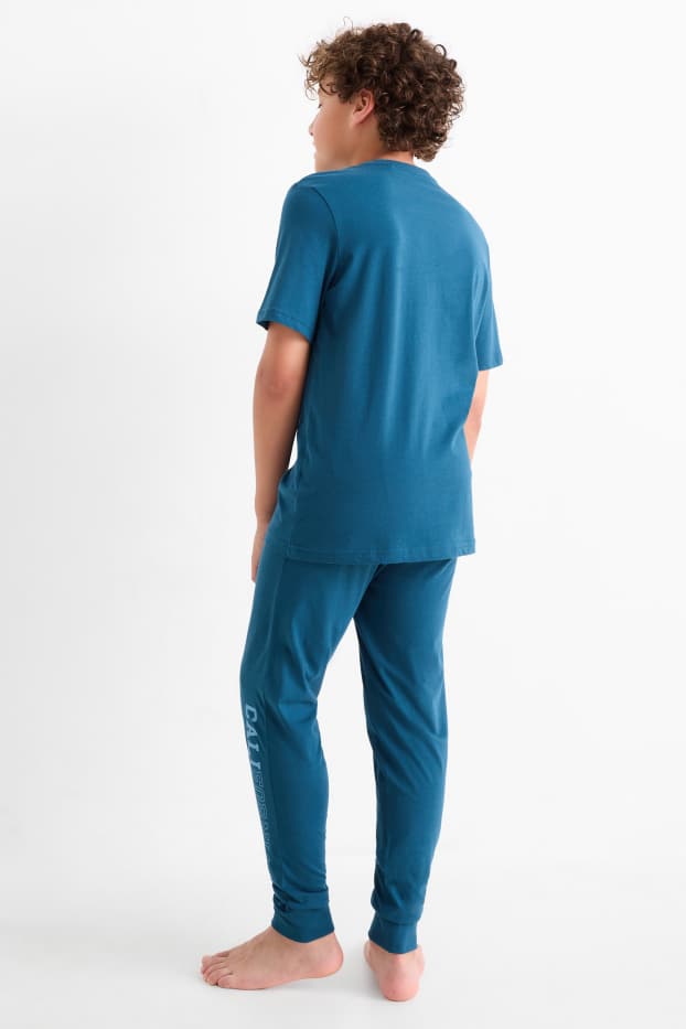 Kinderen: jongens - Set van 3 - Los Angeles en New York - pyjama - 6-delig - donkerblauw