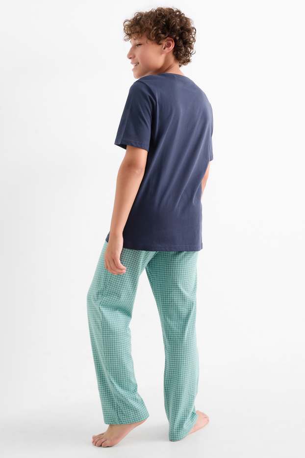 Enfants garçons - Skateur - pyjama - 2 pièces - bleu foncé