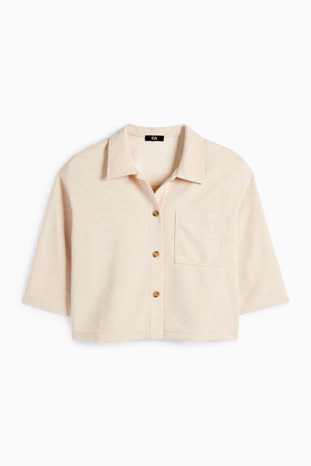 Damen - Bluse - strukturiert - hellbeige