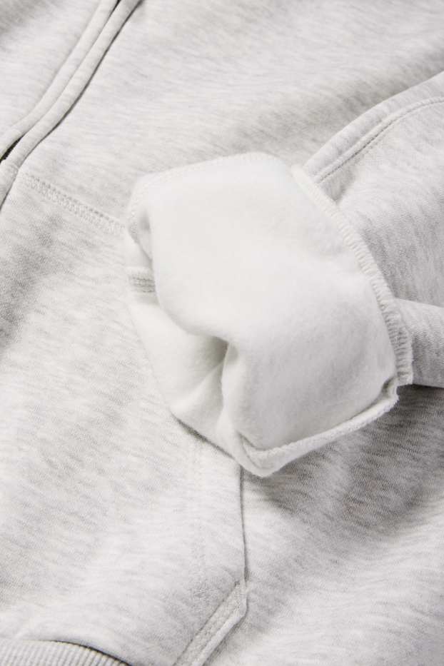 Enfants filles - Sweat zippé à capuche - gris clair chiné