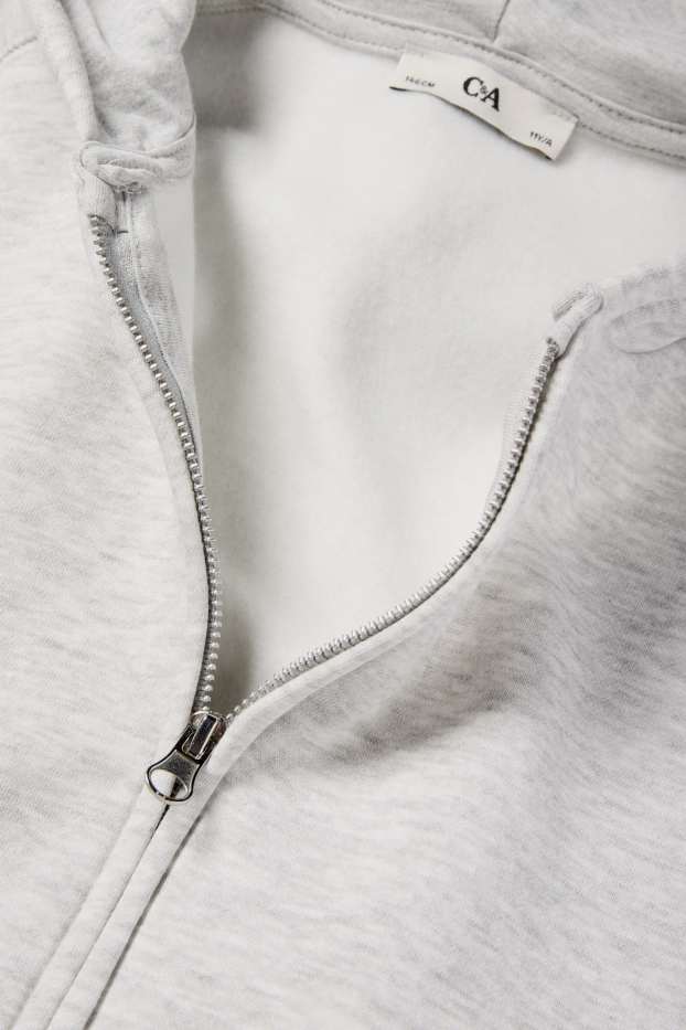 Enfants filles - Sweat zippé à capuche - gris clair chiné