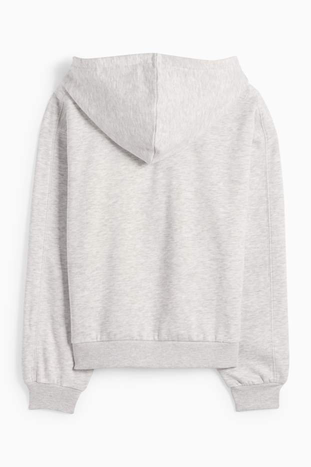 Enfants filles - Sweat zippé à capuche - gris clair chiné