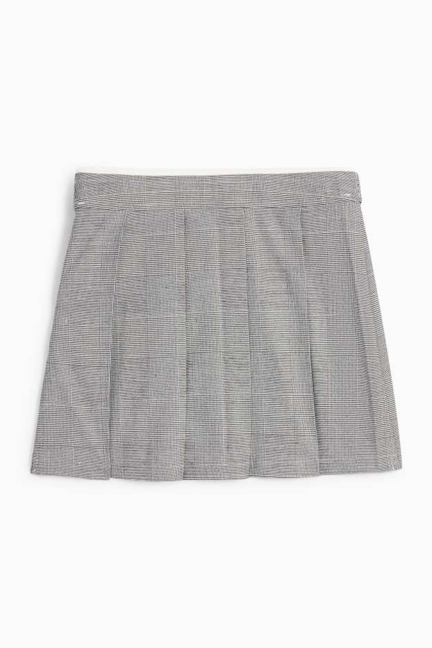 Children Girls - Skirt - check - white / black