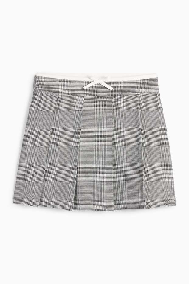 Children Girls - Skirt - check - white / black
