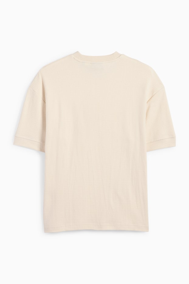 Uomo - T-shirt - relaxed fit - tessuto tramato - bianco crema