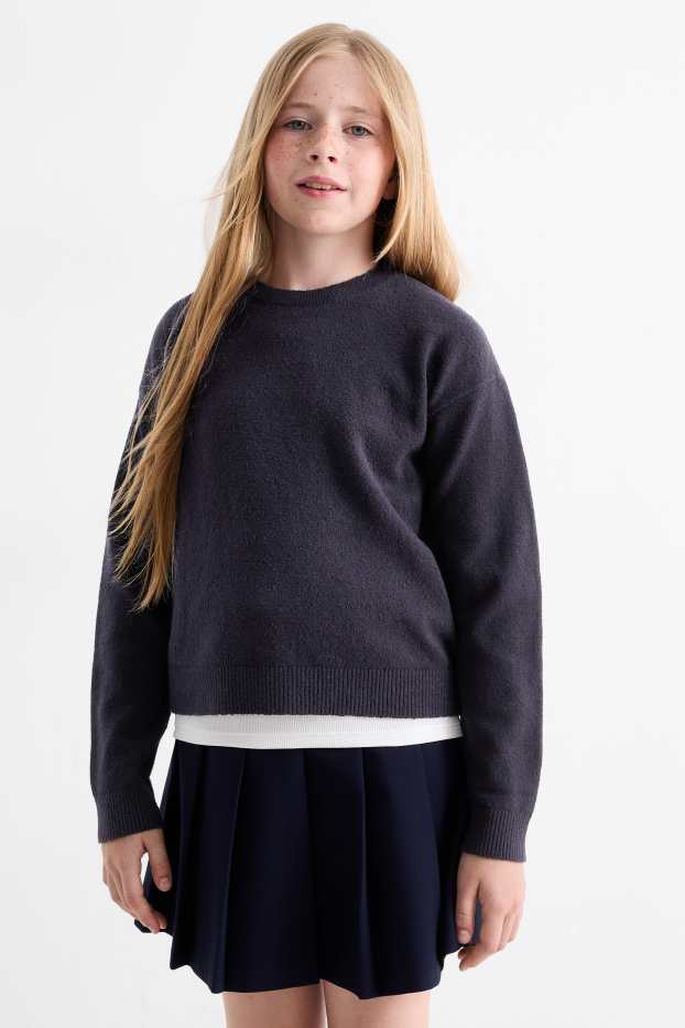 Kinder Mädchen - Pullover - dunkelblau