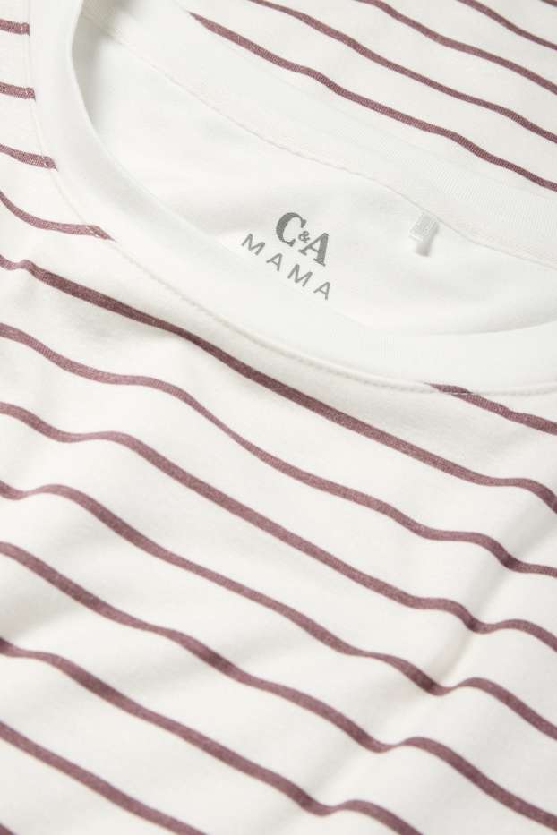 Femei - Tricou cu mânecă lungă pentru alăptare - cu dungi - alb-crem