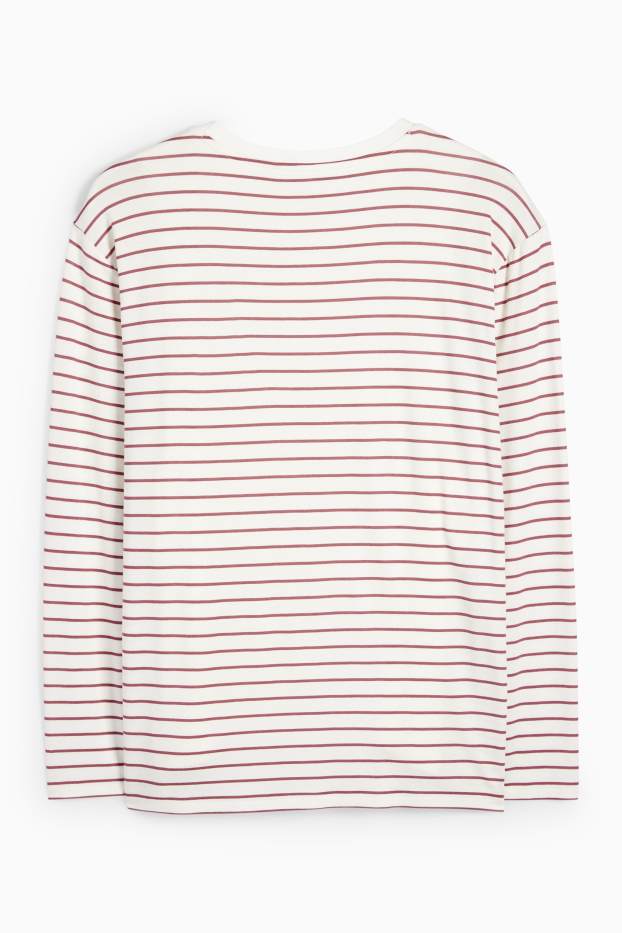 Femei - Tricou cu mânecă lungă pentru alăptare - cu dungi - alb-crem