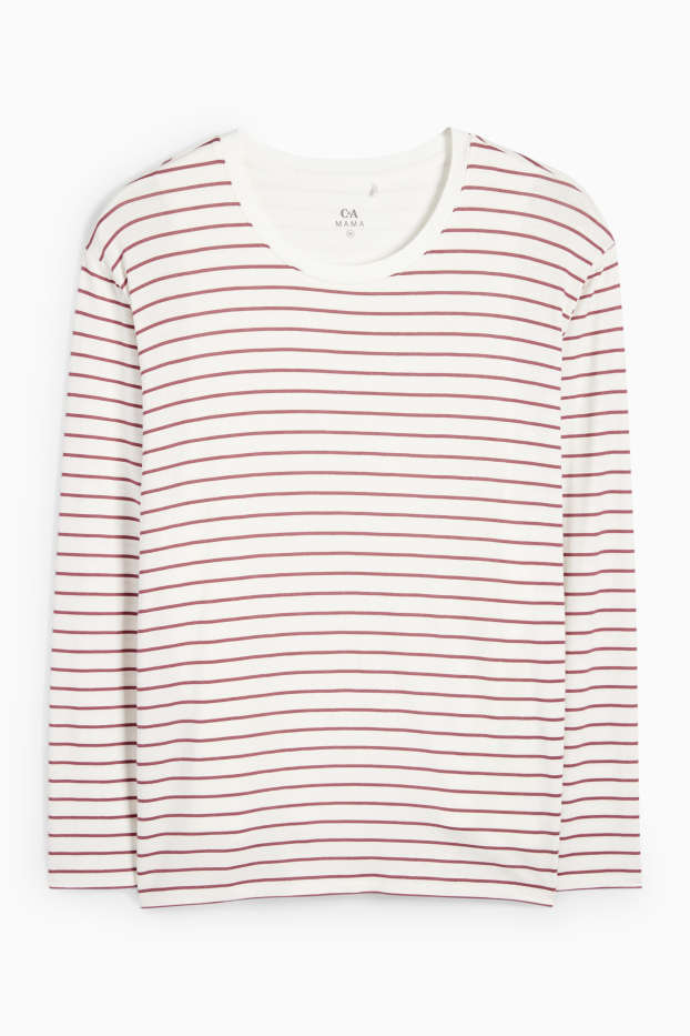 Femei - Tricou cu mânecă lungă pentru alăptare - cu dungi - alb-crem