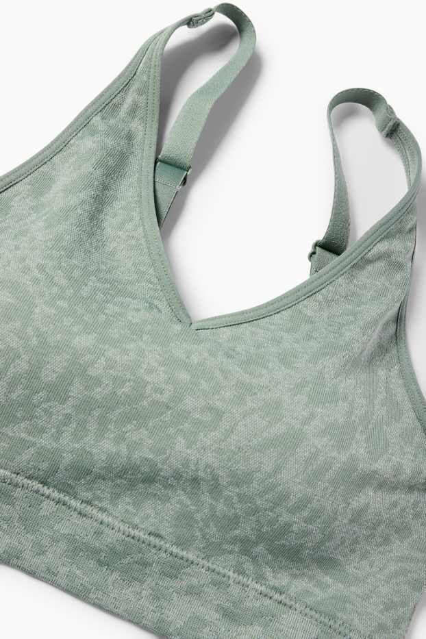 Women - Sports bra - padded - patterned - green