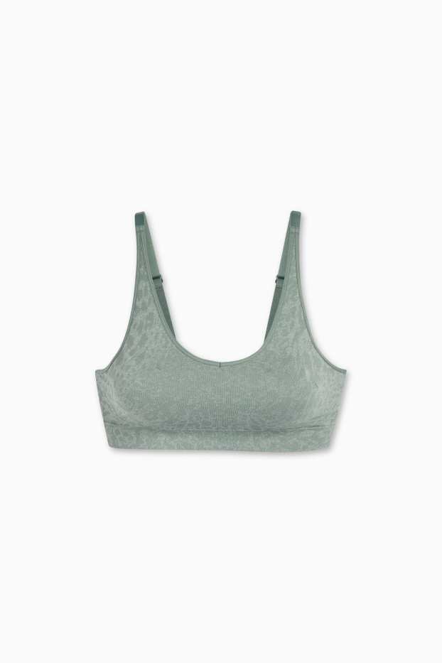 Women - Sports bra - padded - patterned - green
