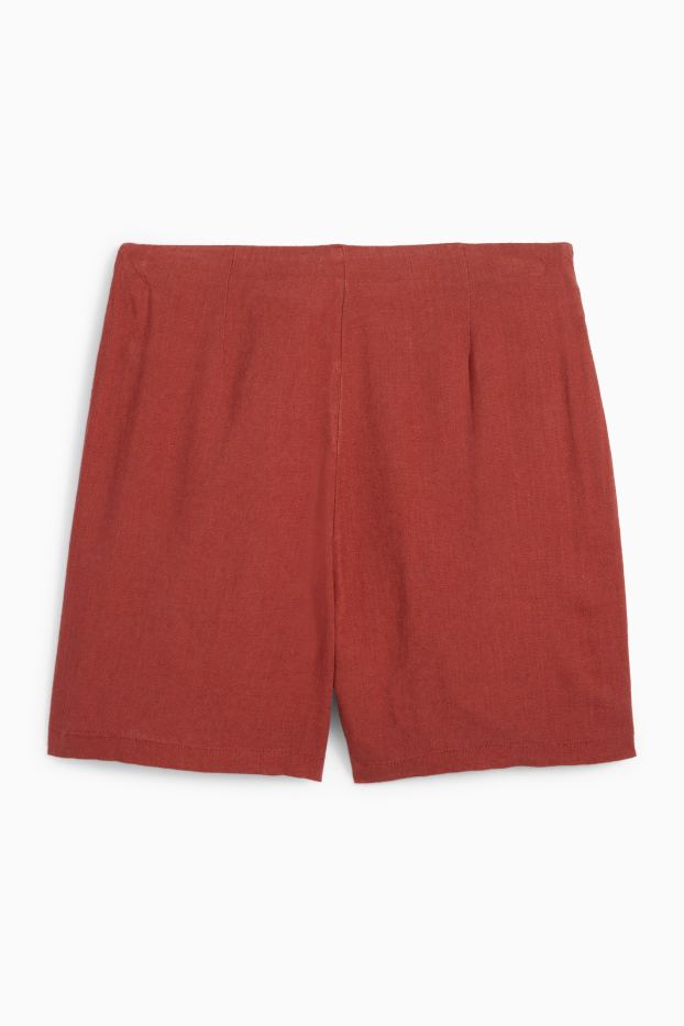 Damen - Skort mit Leinen-Anteil - rostbraun
