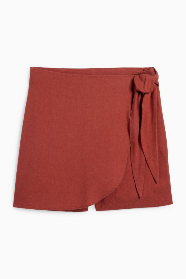 Damen - Skort mit Leinen-Anteil - rostbraun