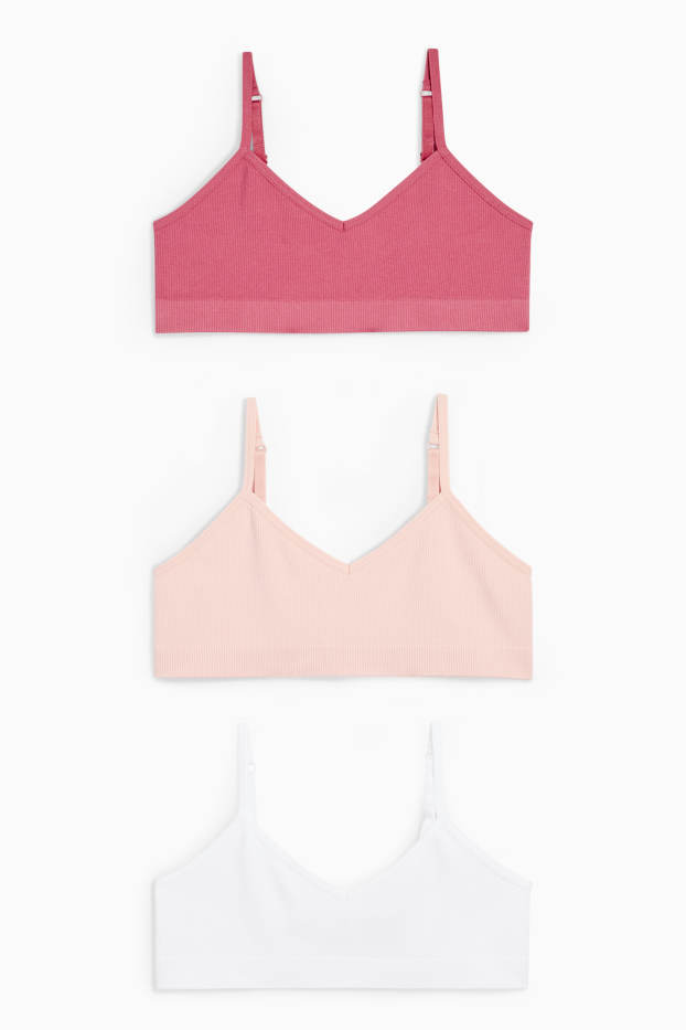 Niños: niñas - Pack de 3 - bustiers - de canalé - blanco
