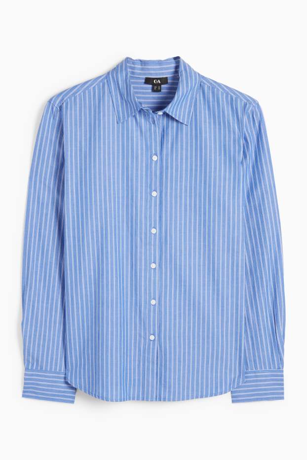 Damen - Bluse - gestreift - blau / weiss