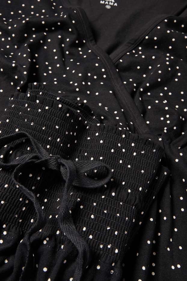 Damen - Still-Pyjama - gepunktet - schwarz
