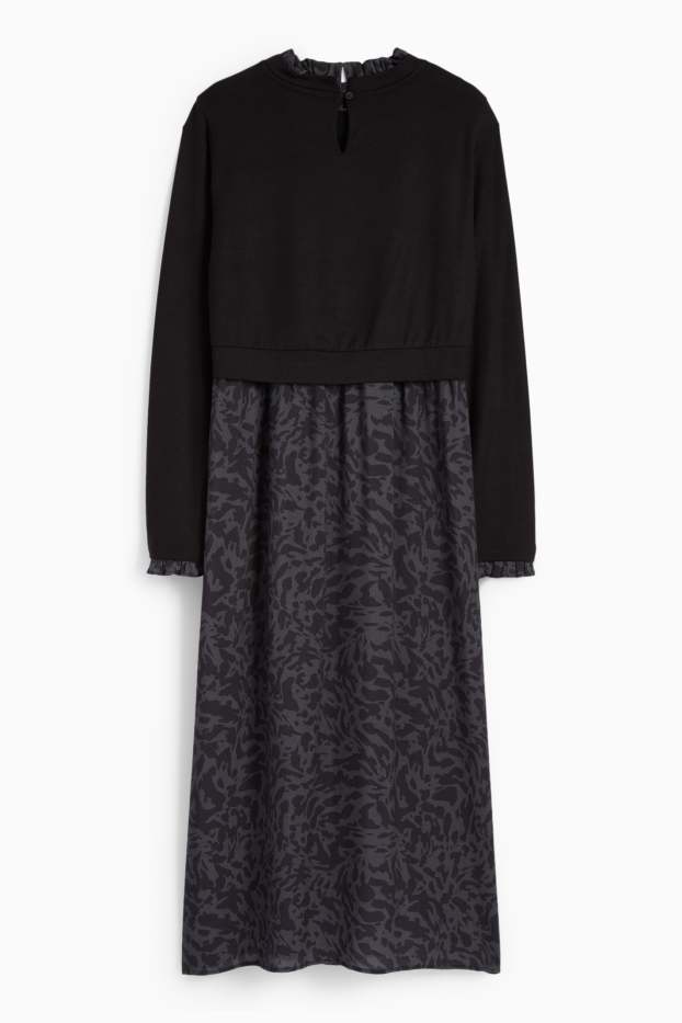 Femmes - Robe d’allaitement - look 2-en-1 - à motif - noir