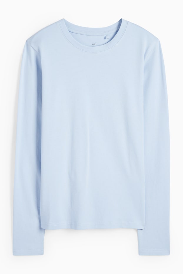 Damen - Langarmshirt - Slim Fit - hellblau