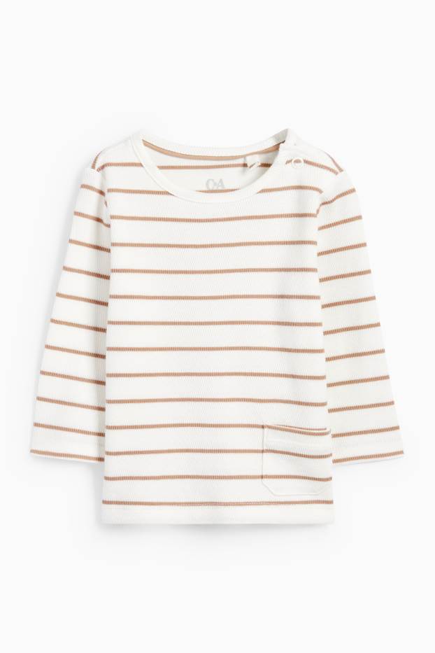 Baby: jongens - Babyoutfit - 3-delig - met structuur - beige
