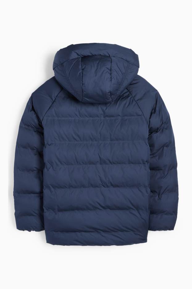 Kinder Buben - Steppjacke mit Kapuze - wasserabweisend - dunkelblau