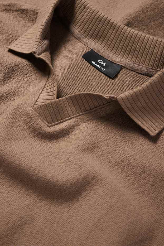 Herren - Strick-Poloshirt - Regular Fit - braun