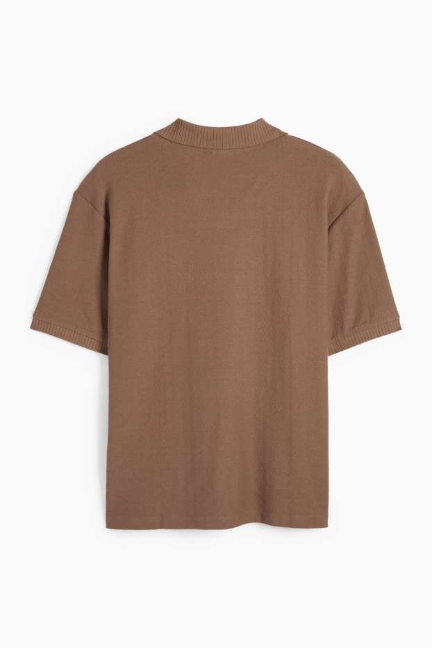 Herren - Strick-Poloshirt - Regular Fit - braun