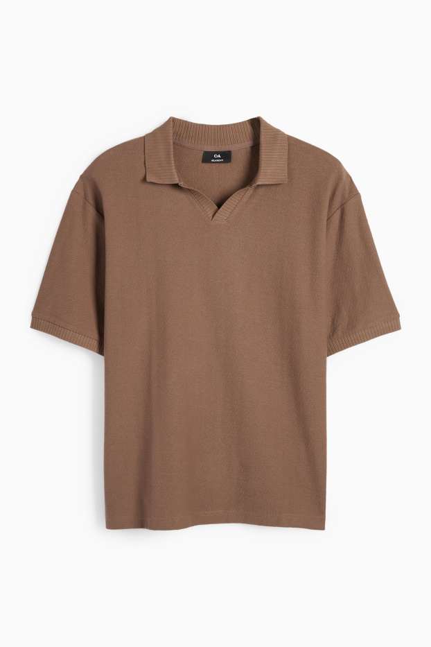 Herren - Strick-Poloshirt - Regular Fit - braun