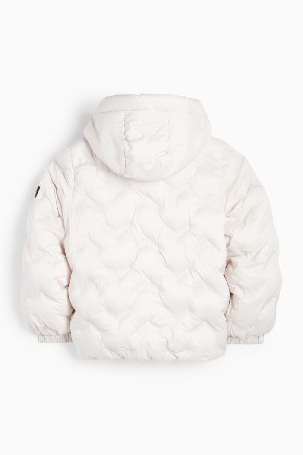 Kinderen: meisjes - Gewatteerde jas met capuchon - licht beige