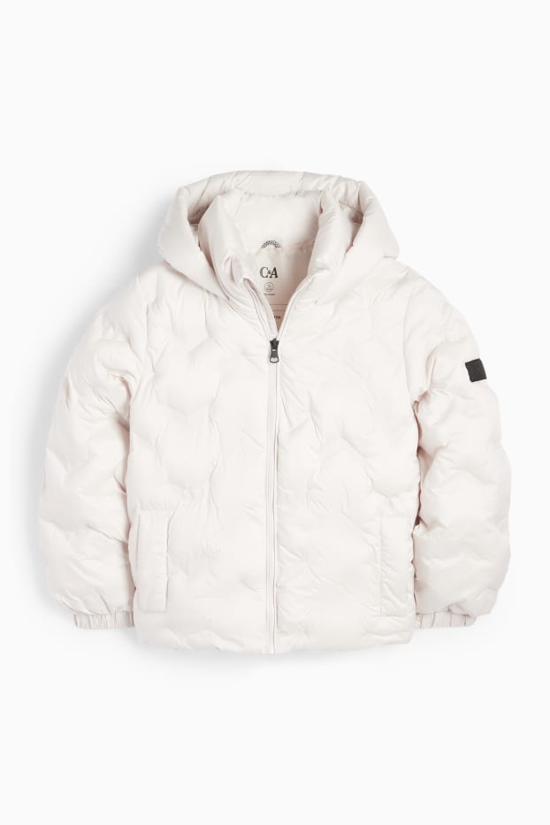 Kinderen: meisjes - Gewatteerde jas met capuchon - licht beige