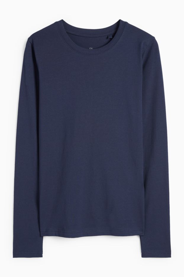 Femei - Tricou cu mânecă lungă - slim fit - albastru închis