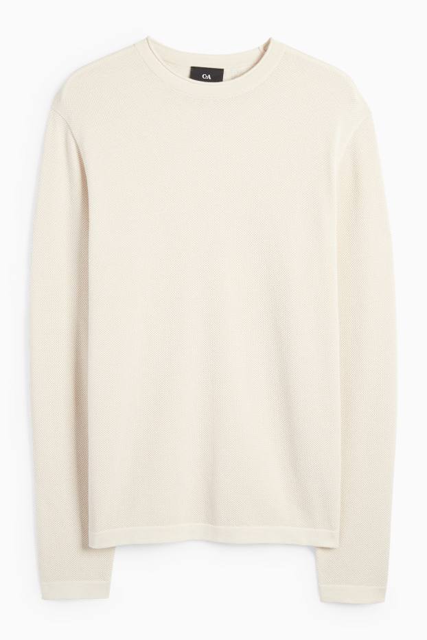 Heren - Trui - met structuur - licht beige