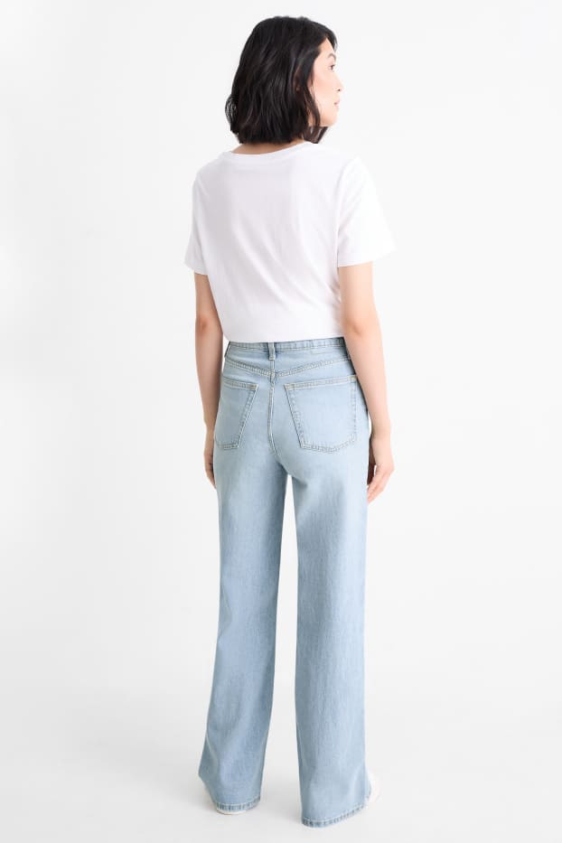 Dames - Wide leg jeans - high waist - jeanslichtblauw
