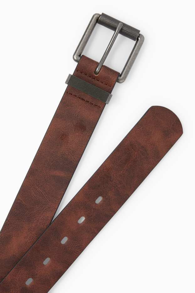 Men - Belt - faux leather - dark brown