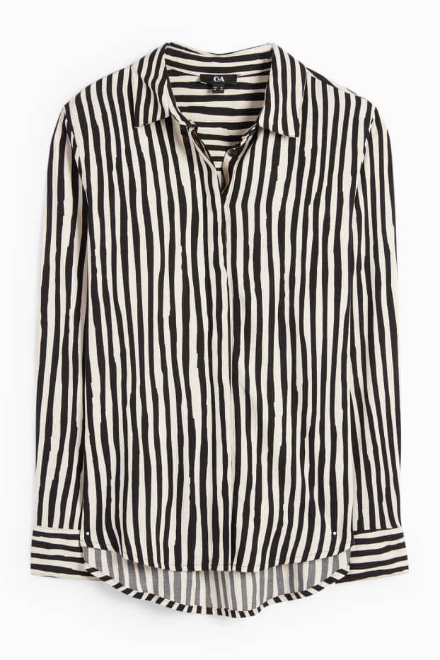 Women - Shirt blouse - striped - black / beige