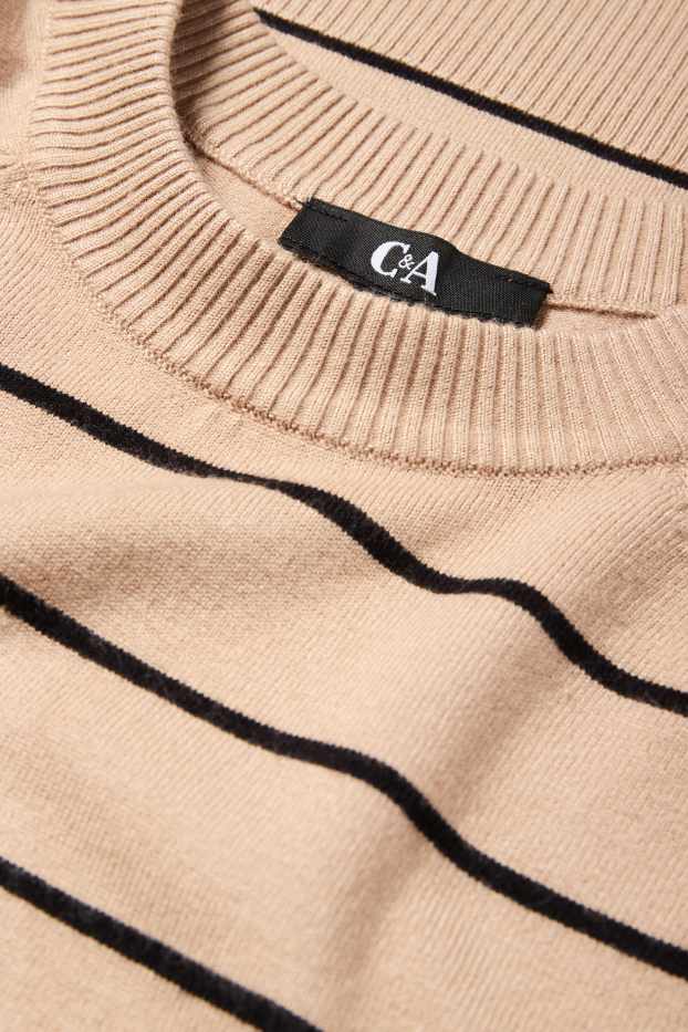 Donna - Maglione in filato lavorato a maglia fine - a righe - nero / beige