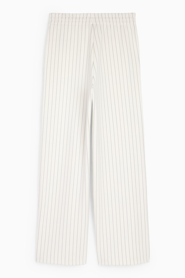 Women - Jersey trousers - mid-rise waist - straight fit - striped - cremewhite