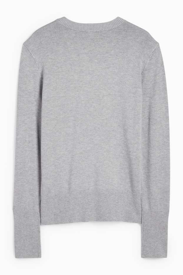 Damen - Feinstrick-Pullover - grau